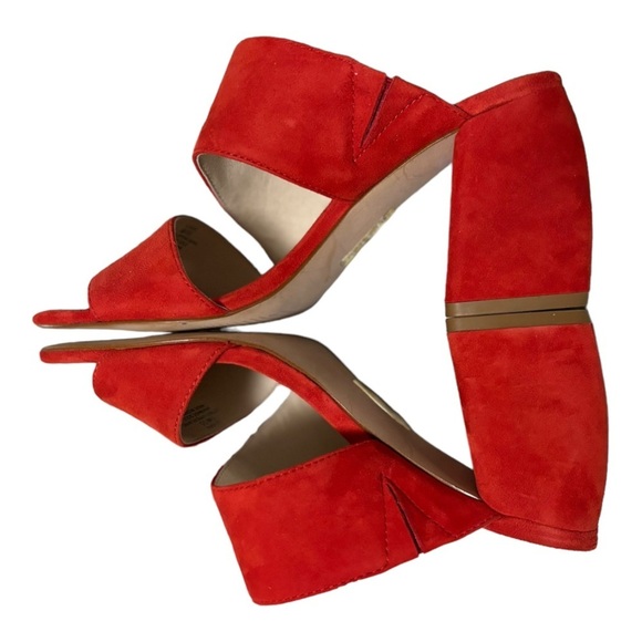 Louise et Cie Lo-Kala Red Suede Leather Heeled Strappy Slide Sandals Size 5 M - Picture 8 of 13